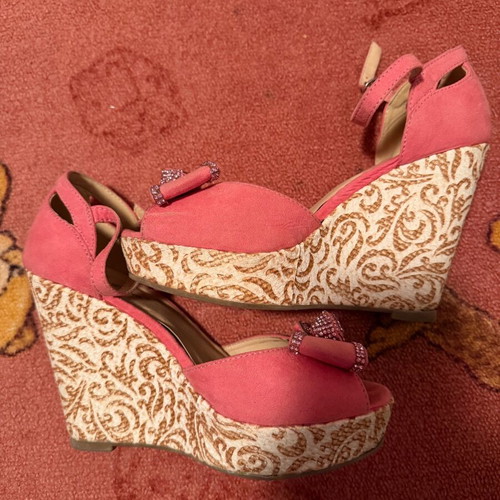 Women's platform sandals used, size 37, pink