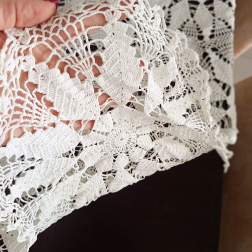 Handmade Crochet Round Tablecloth 176 cm Diameter 100% Cotton New