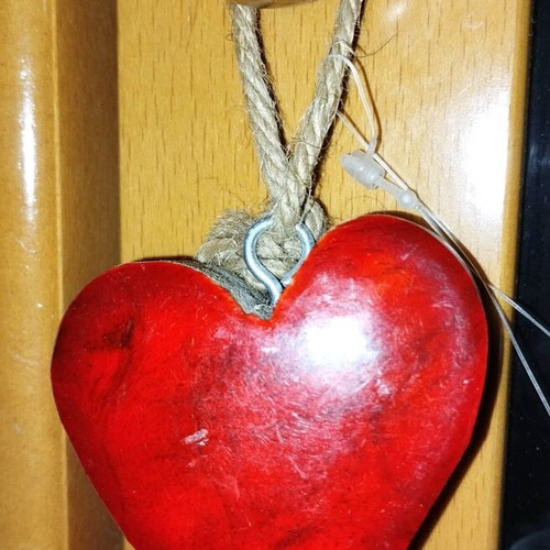 Wooden heart like new handmade hanging ornament