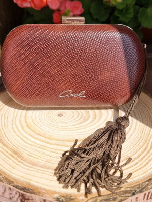 Axel evening bag new brown with tassel and gold chain