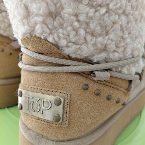 Boots with fur size 40 like new, beige and brown