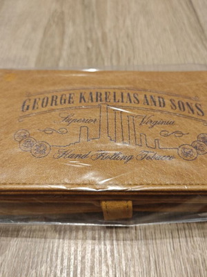 Συλλεκτική καπνοθήκη πορτοφόλι George Karelias and Sons καινούρια καφέ vegan δέρμα