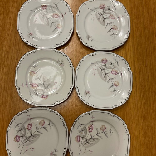 Set of 6 vintage 50s dessert plates German porcelain like new