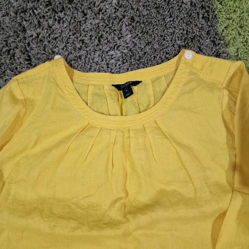 J.Crew women's bright yellow blouse 100% linen size M new
