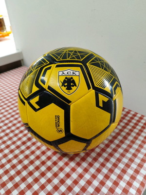 AEK Striker soccer ball like new, yellow-black, size 5