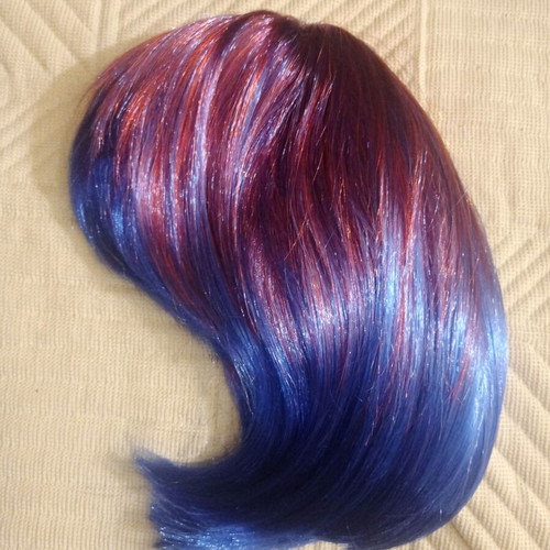 Wig red to blue ombre, short bob new