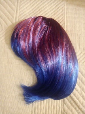 Wig red to blue ombre, short bob new