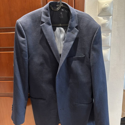 Berto Lucci Wool Blend Blazer Navy Blue EU 54