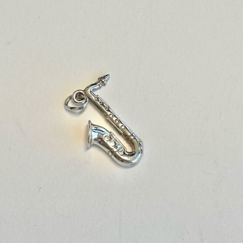 3d silver saxophone pendant new, minimal charm
