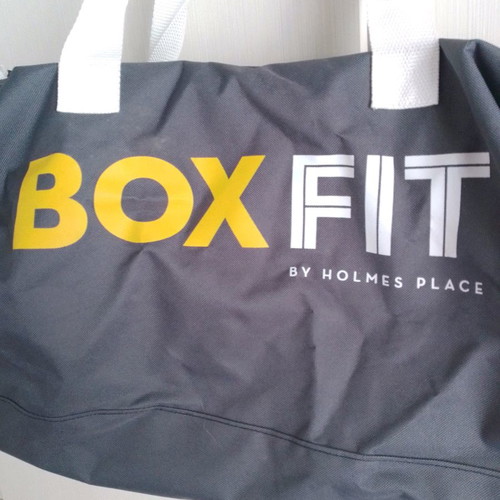 Holmes place gym bag used, grey with bonus shopping bag
