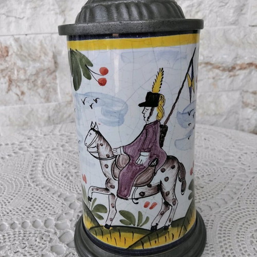 Baroque cup made of faience like new, authentic 1800s antique