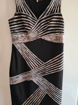 Madeline Spain Cocktail Pencil Dress XL like new, black and gold