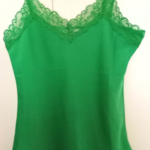 Lingerie top satin emerald with lace, like new