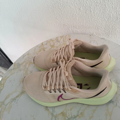 Nike Pegasus running shoes size 40, beige and green