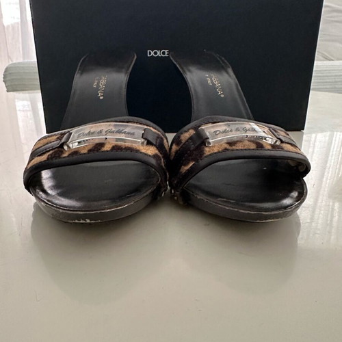 Dolce Gabbana mules used, leather beige-brown