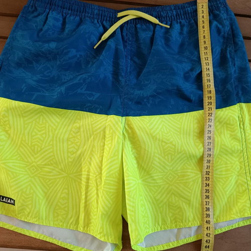Decathlon Boys' Swim Bermuda Shorts used, blue and yellow