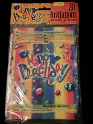 90's Kids Birthday Invitations Set of 20, New