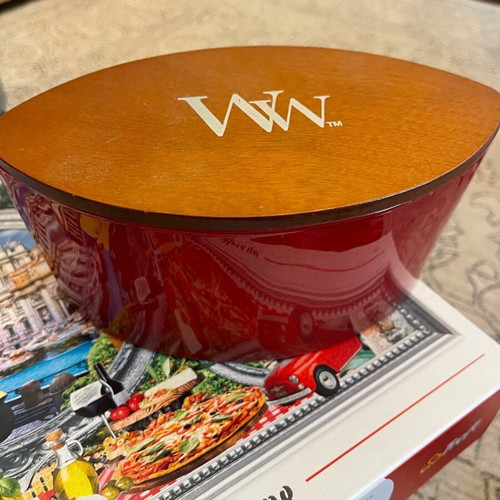Yankee Candle WW Wood Wick glass container with lid used