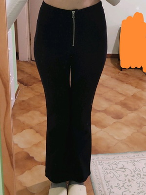 Elegant black flare pants H&M like new with zipper and slits