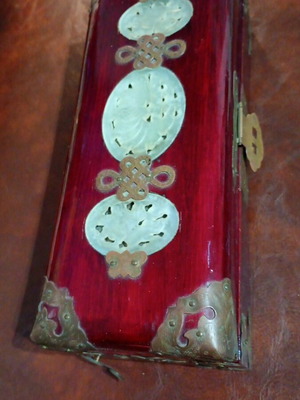 Handmade Chinese traditional jewelry box used, wood, copper, bone