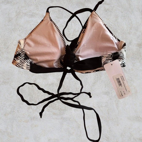 Bluepoint ethnic triangle bikini top, size S, black and white