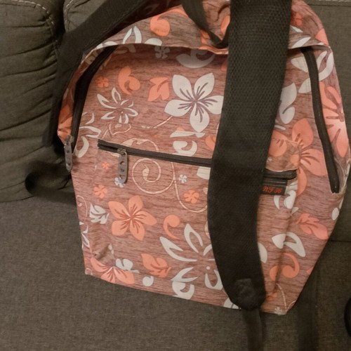 School backpack used, pink multicolor
