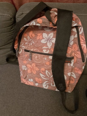 School backpack used, pink multicolor