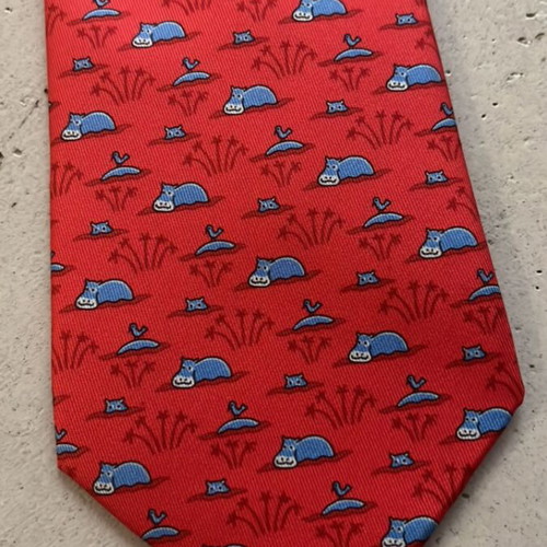 Hermes tie new, blue and red, 100% silk, made in France