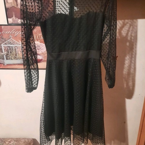 Black evening dress Pink Woman like new with lace