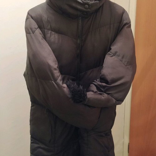 Women's winter jacket used Large with fur and hood black