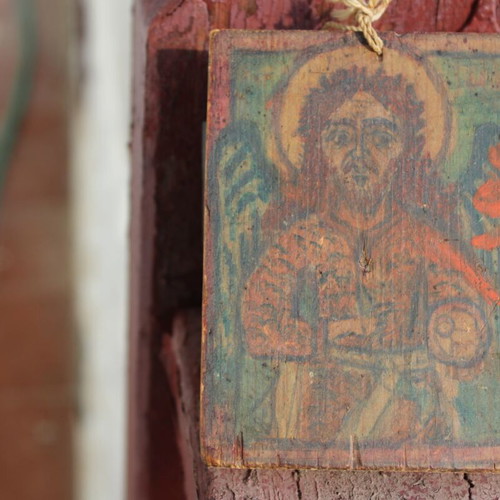 Old wooden icon of Archangel Michael