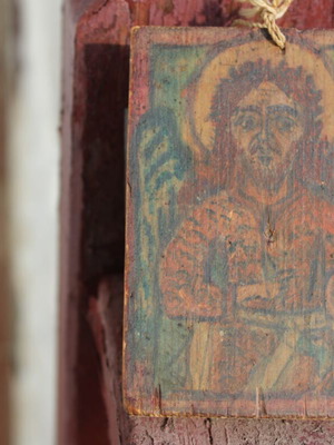 Old wooden icon of Archangel Michael