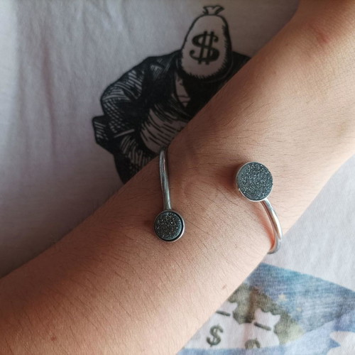 Gregio silver S925 bangle bracelet used with agate stones