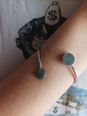 Gregio silver S925 bangle bracelet used with agate stones