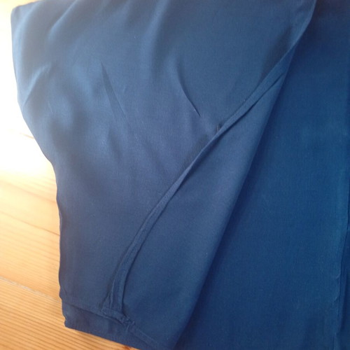 Zara cape blouse used, dark blue with white trim, batwing sleeves