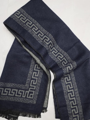 Men's dark blue scarf with gray meanders new