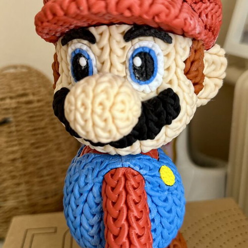 Super Basic Knitted Super Mario figure new, 3D printed with crochet texture