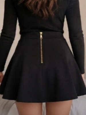 Stradivarius black skater skirt new with gold zipper