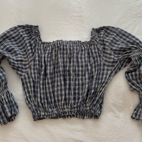 Italian Viscose Tunic checked blue white like new