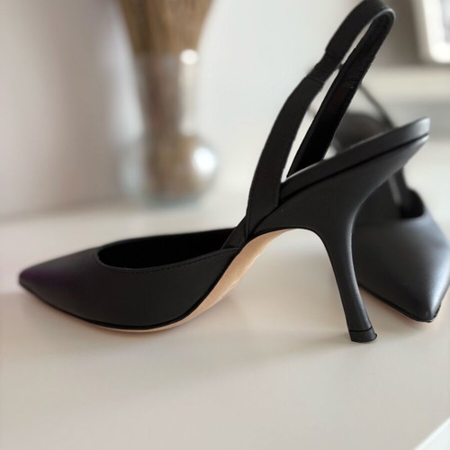 By Far black leather pumps like new, size 38