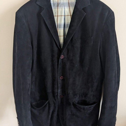 Tombolini vintage men's suede jacket used, blue, size 50