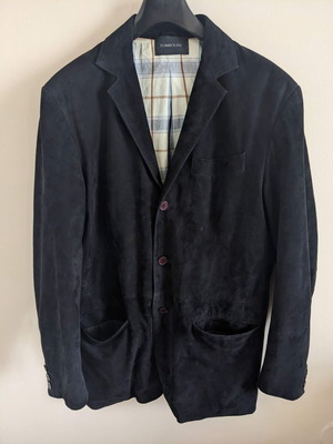 Tombolini vintage men's suede jacket used, blue, size 50
