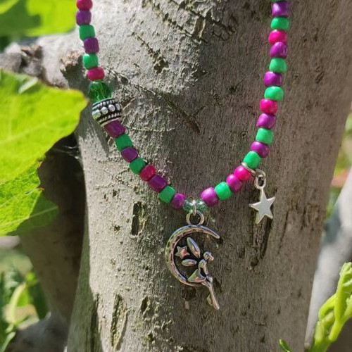 Flower Fairy Handmade Necklace new, multicolor and silver