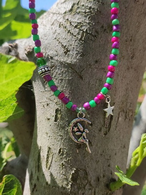 Flower Fairy Handmade Necklace new, multicolor and silver