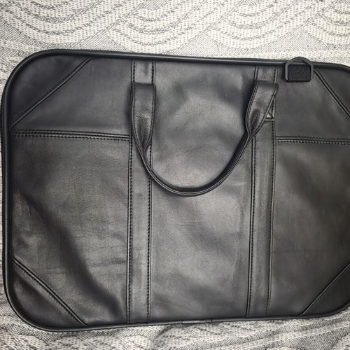 Leather Briefcase for Sheet Music new, black with embroidered treble clef