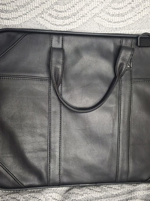 Leather Briefcase for Sheet Music new, black with embroidered treble clef