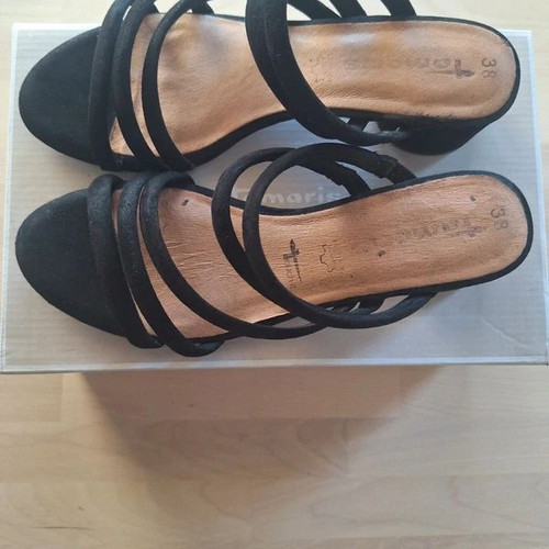 Tamaris black mules sandals like new, size 38