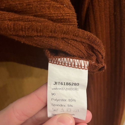 Shein brown ribbed crop top with front twist, like new, size M
