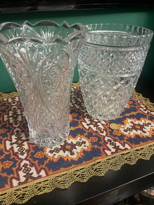 Crystal vases and flower stand like new