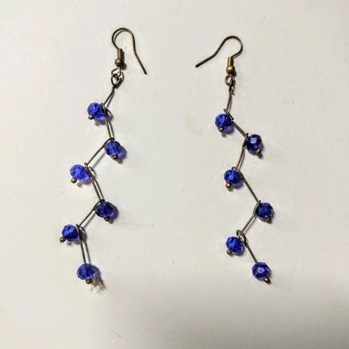 Earrings with blue beads handmade new